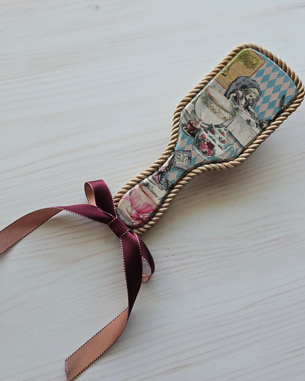 Alice in Wonderland whimsical handmade decoupage hairbrush - one of a kind gift !