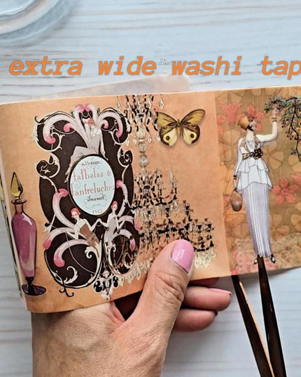 Vintage Art Nouveau Extra Wide Gold foil washi Tape for scrapbooks, Crafts, Gift Wrapping Supplies, DIY Cards, Wall Borders