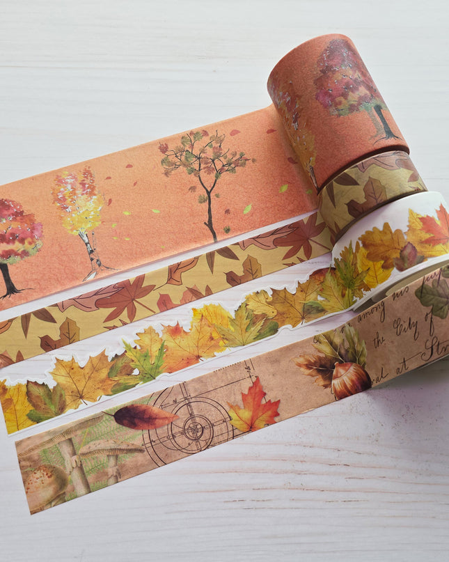 Autumn leaves washi tapes set for scrapbooks, journals, crafts and gifts