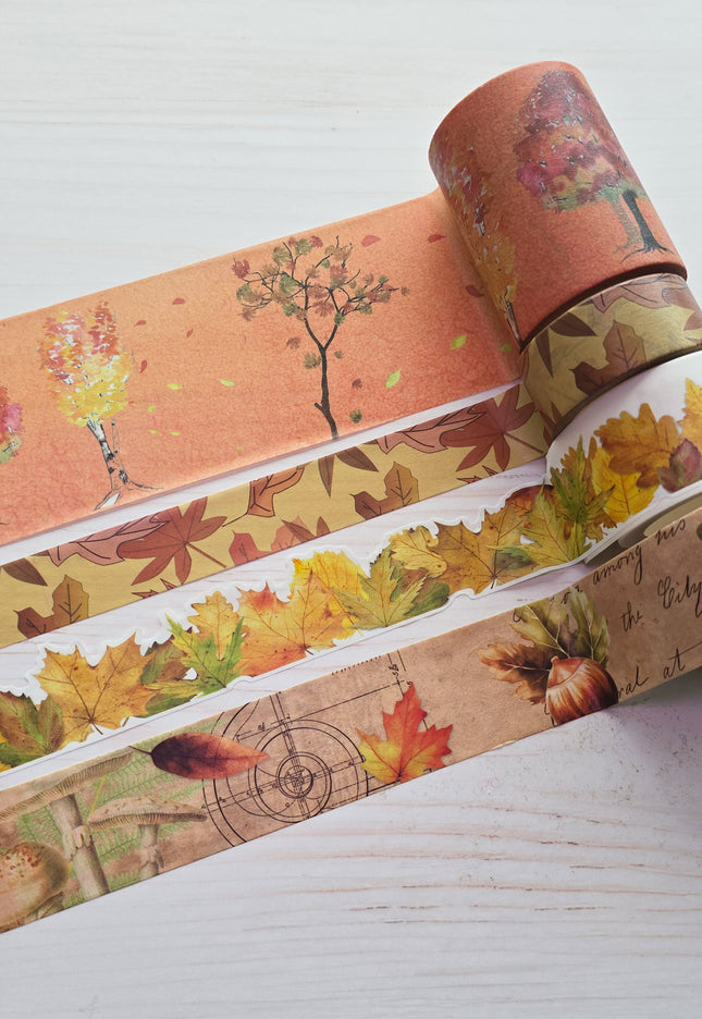 Autumn leaves washi tapes set for scrapbooks, journals, crafts and gifts