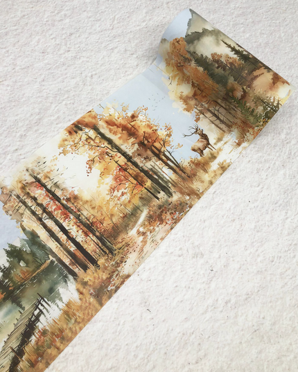 Autumn Woodland extra wide washi tape for crafts, scrapbooks, journals. decorating and wallpaper borders