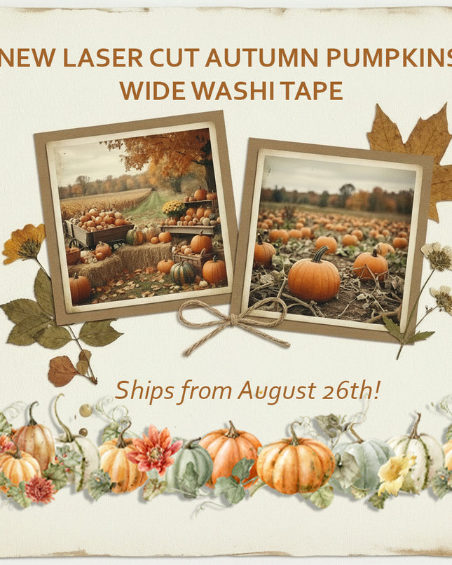 Autumn pumpkins laser cut wide washi sticker tape