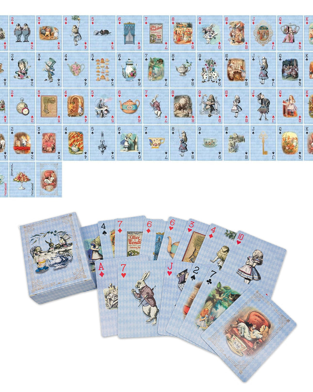 Alice's Adventures in Wonderland Playing Cards Deck of 54 Unique Cards. (Blue)