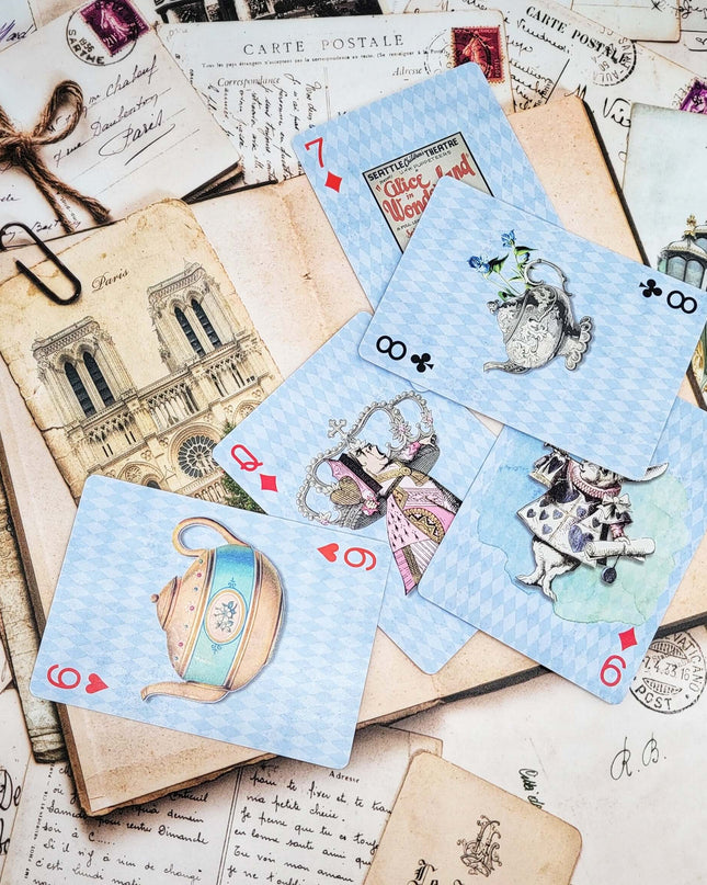 Alice's Adventures in Wonderland Theme Washi Tapes, Cards, Stickers, Papers Set