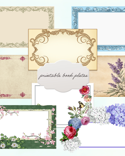 Printable vintage style blank book plates digital download