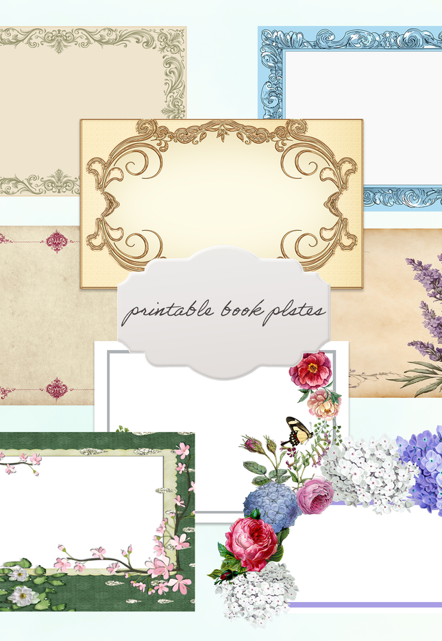 Printable vintage style blank book plates digital download