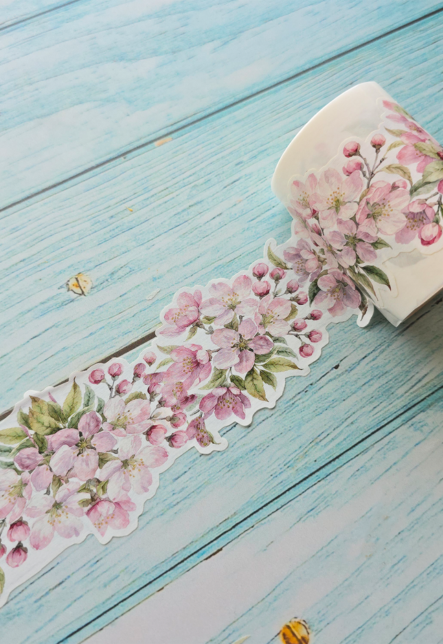 🌸 Cherry Blossoms Laser-Cut Wide Washi Tape