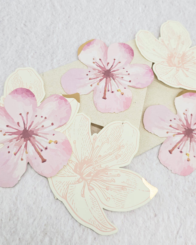 Cherry blossoms sakura die cut cards with gold foil  (Set of 6 )
