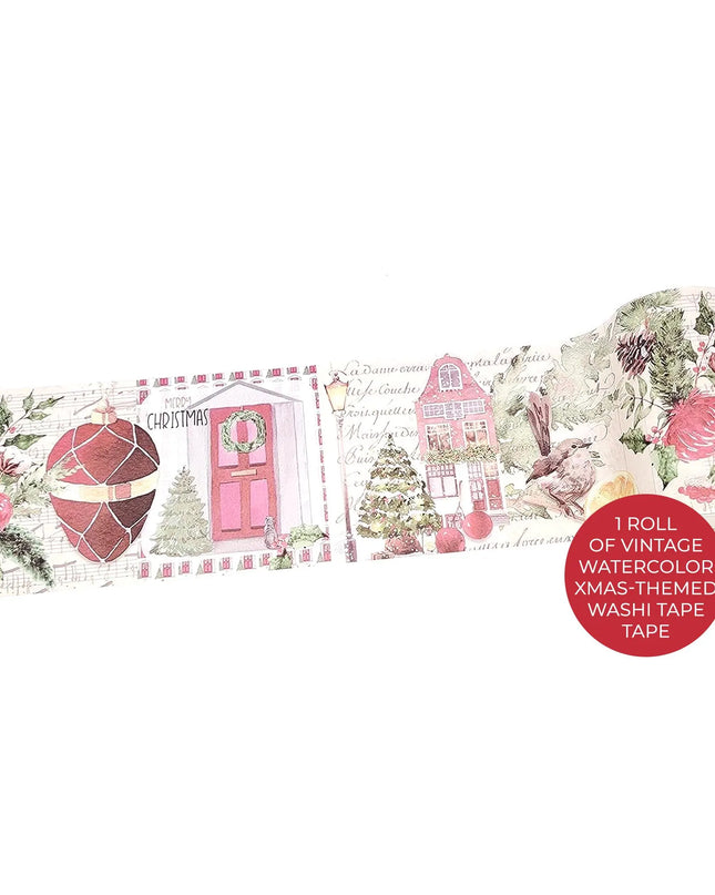 Vintage Christmas Holiday Washi Sticker Tape -extra wide tape