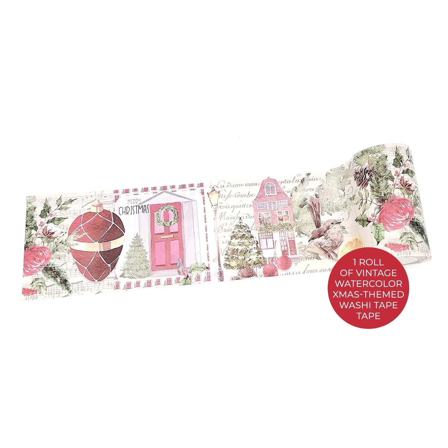 Vintage Christmas Holiday Washi Sticker Tape -extra wide tape