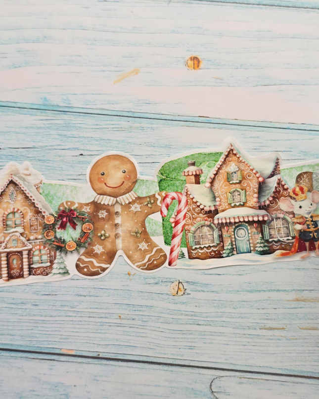 🎄 Christmas Gingerbread Cookie Laser-Cut Washi Tape – Ultra Wide Festive Holiday Die-Cut Masking Tape for Gift Wrapping, Scrapbooking, and Christmas Crafts (7.8cm x 5m)
