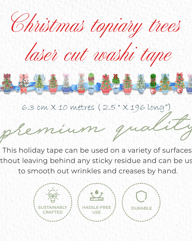 Christmas topiary trees laser cut wide washi tape