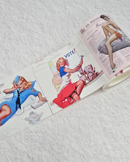 Rétro années 1950 Sexy pin up Girls Extra Wide washi Tape et autocollants découpés. Pour le scrapbooking, l'artisanat, le découpage et l'emballage cadeau