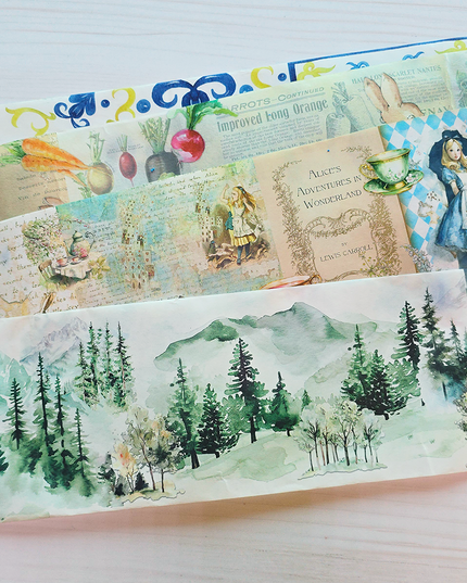 Sample cuttings of extra wide washi tapes - 5 samples