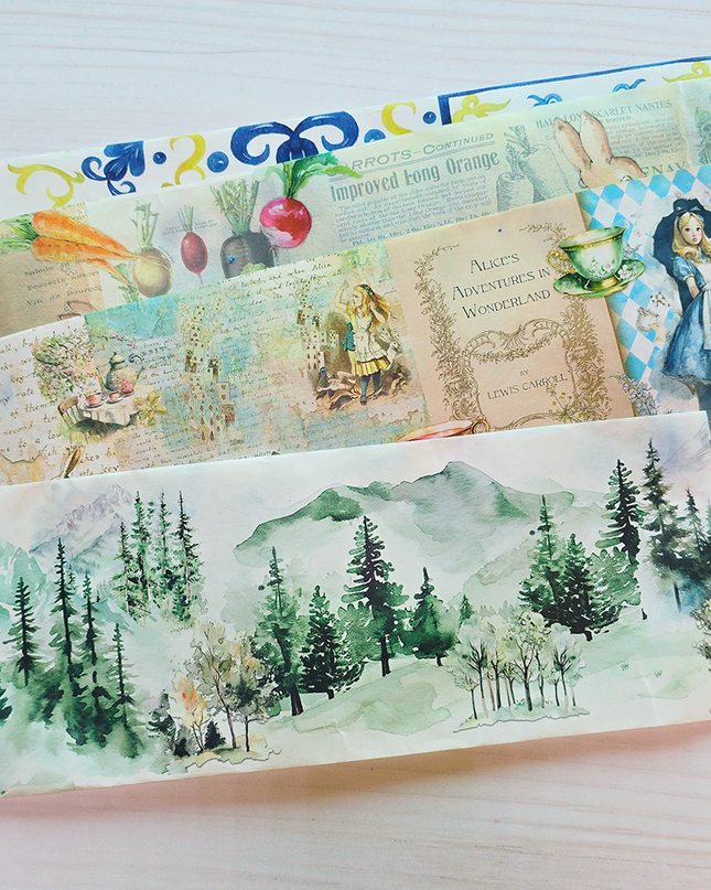 Sample cuttings of extra wide washi tapes - 5 samples