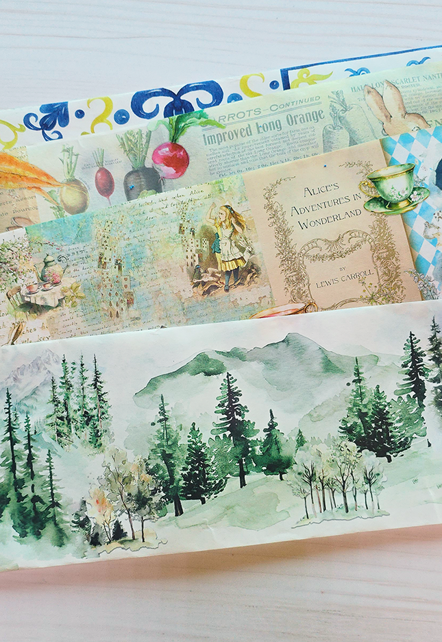 Sample cuttings of extra wide washi tapes - 5 samples