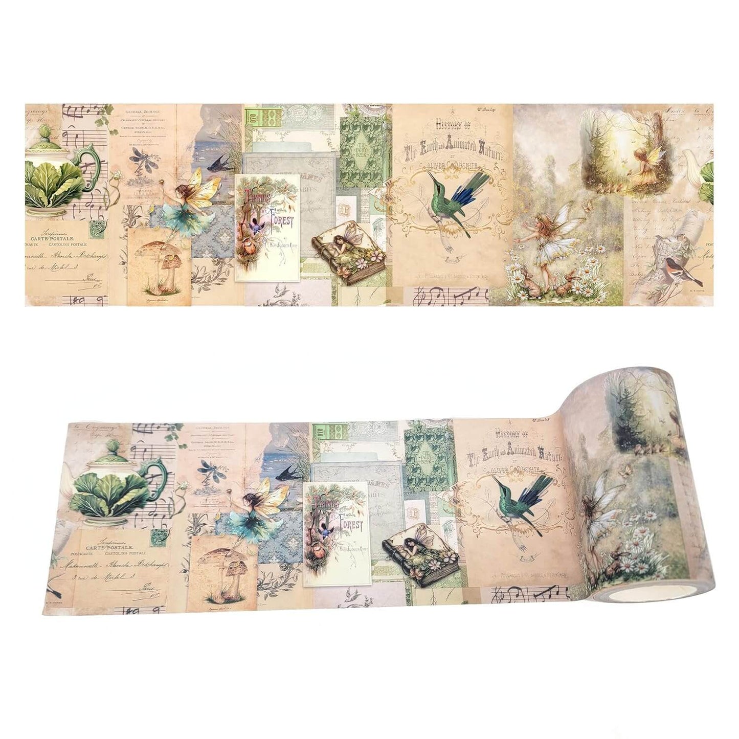 Serenity Fair forest fairies theme extra wide washi tape for scrapbooks, journals, crafts and decorating walls, boxes, party props, cards and gift