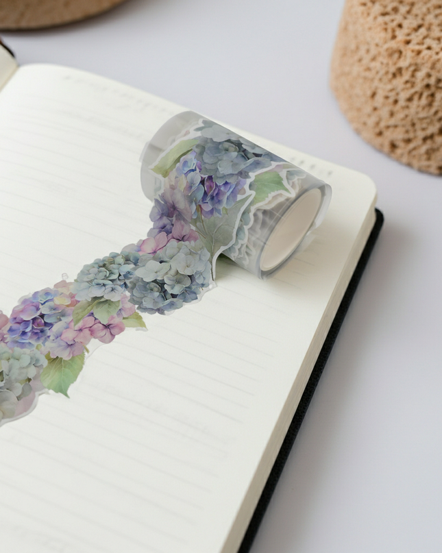 Hydrangea flower border laser cut wide washi tape. Set of 2 rolls