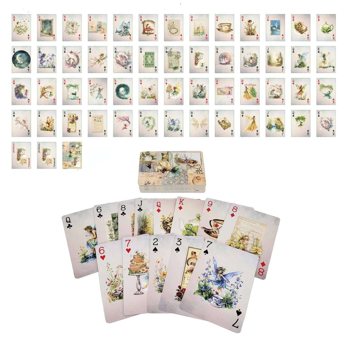 Forest garden fairies magical playing cards deck for games, crafts, decorating and gifts