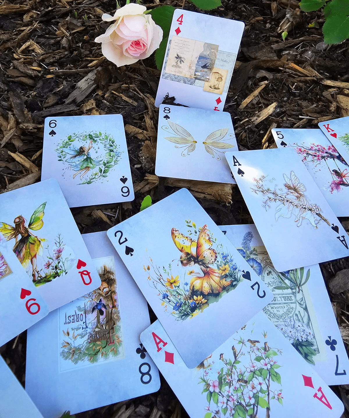 Forest garden fairies magical playing cards deck for games, crafts, decorating and gifts