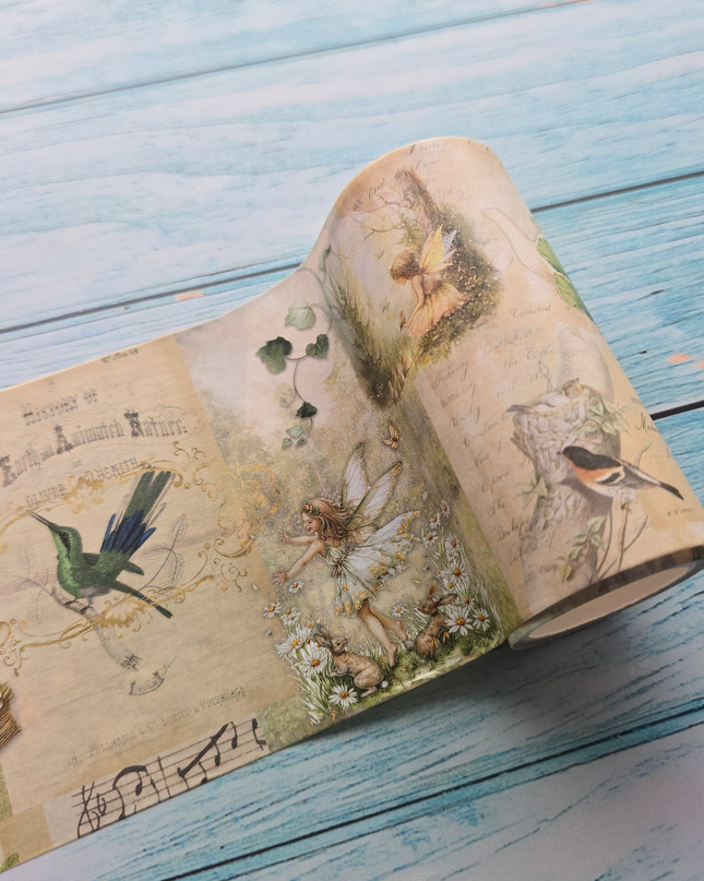 Forest fairies theme extra wide washi tape for scrapbooks, journals, crafts and decorating walls, boxes, party props, cards and gift
