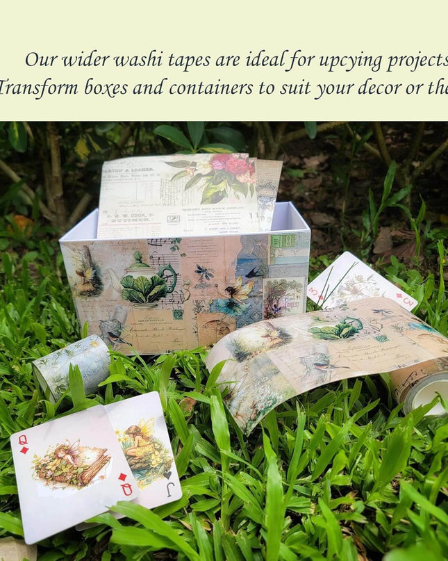 Serenity Fair forest fairies theme extra wide washi tape for scrapbooks, journals, crafts and decorating walls, boxes, party props, cards and gift