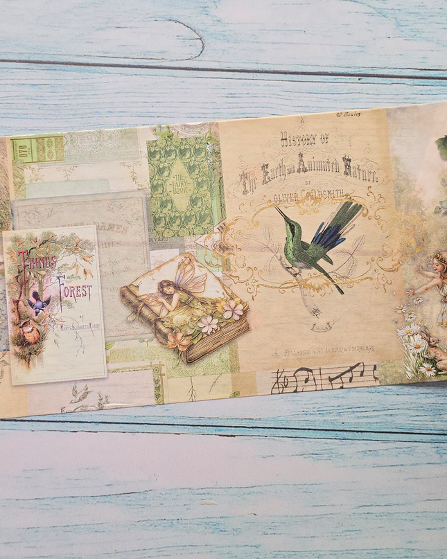Forest fairies theme extra wide washi tape for scrapbooks, journals, crafts and decorating walls, boxes, party props, cards and gift