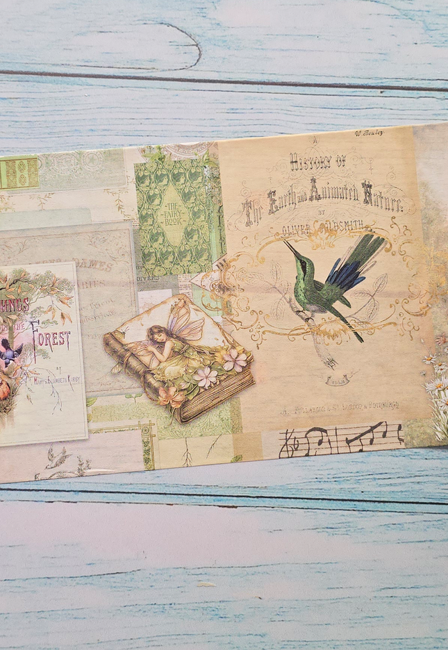 Forest fairies theme extra wide washi tape for scrapbooks, journals, crafts and decorating walls, boxes, party props, cards and gift