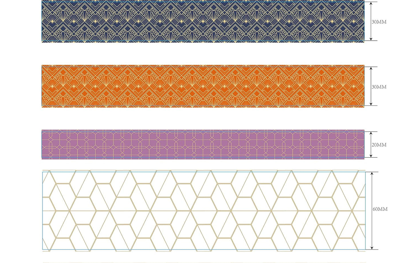 French Vintage Art Nouveau Washi Tape is Reusable – Gold Foil Washi Tape for Scrapbooks, Journals, Gift Wrapping and Decorating -3 Pcs [Each Roll Measures 10 Meters (394 inches)]
