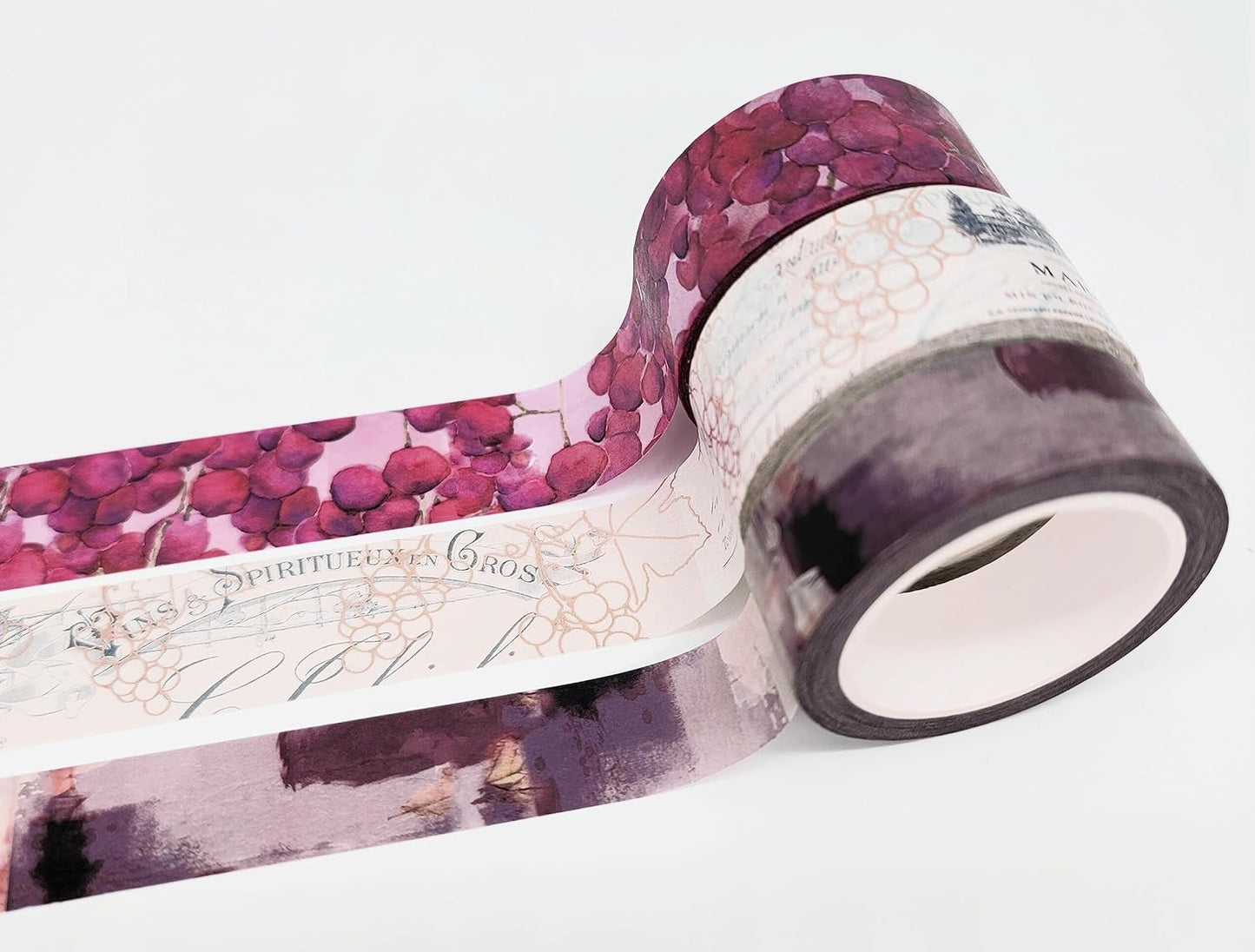 Grape Wine Gold foil washi Tapes Set for scrapbooks, journals, Crafts, Decorating and Gifts