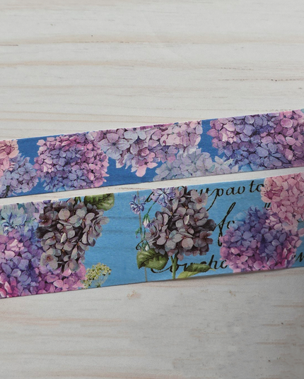 Hydrangea flowers washi tapes set of 2 rolls for scrapbooks, journals, crafts and decoupage