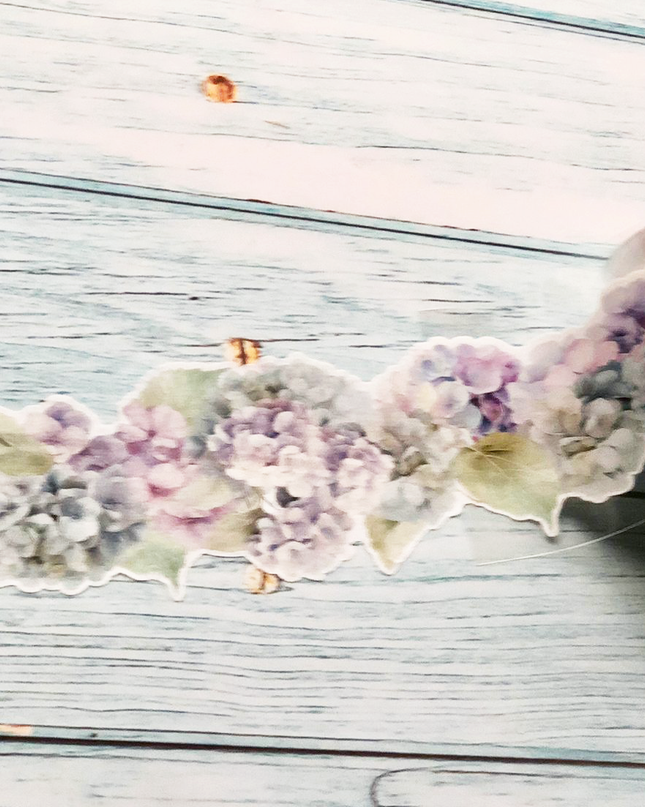 Hydrangea flower border laser cut wide washi tape. Set of 2 rolls