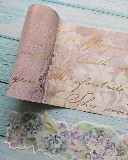 Hydrangea flower border laser cut wide washi tape. Set of 2 rolls