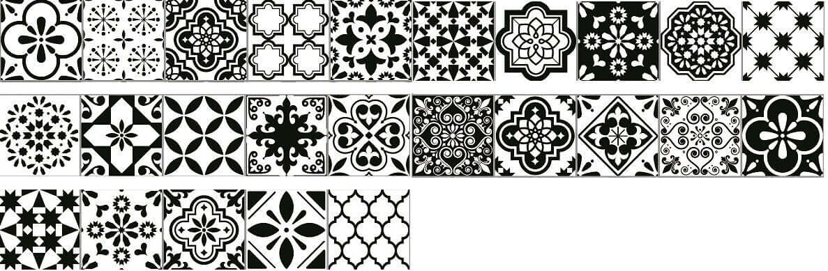 Ruban washi à motifs de carreaux espagnols rétro noir et blanc. Extra large 3,6 pouces (9,2 cm)