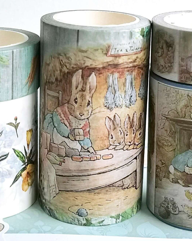 Bandes washi Peter Rabbit Ensemble de 5 rouleaux. Rouleaux extra larges et longs (394"). pour scrapbooking, emballages cadeaux, découpage, travaux manuels et décoration.