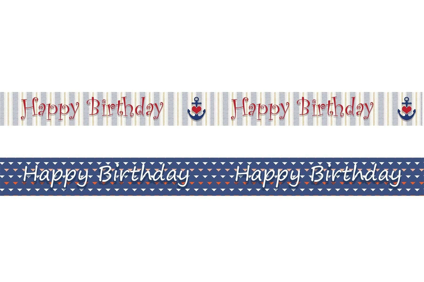 Happy Birthday washi Tape with Sea / Beach Theme. Set of 2 Rolls of Extra Long 394"/ 10 m Tapes