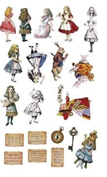 Alice in Wonderland Favorites washi Tapes, die Cut Stickers  Set! Extra Wide & Long (394 inches / 10 metres) Tapes! For scrapbooks, crafts