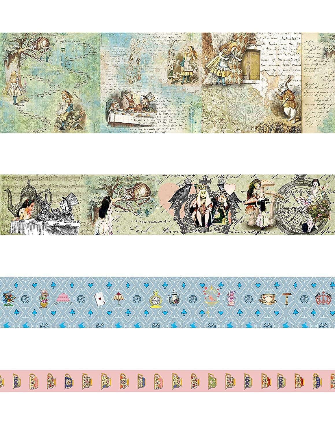 Alice in Wonderland Favorites washi Tapes, die Cut Stickers  Set! Extra Wide & Long (394 inches / 10 metres) Tapes! For scrapbooks, crafts