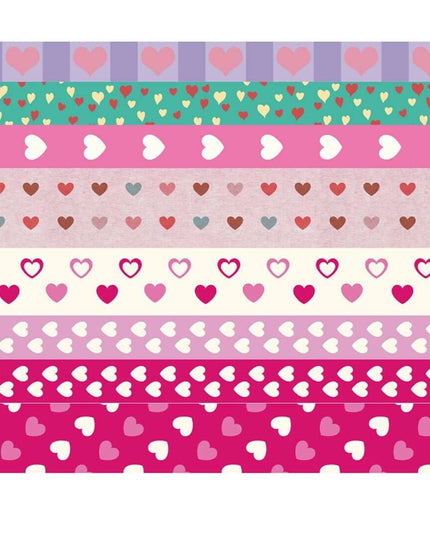 Collection de bandes washi Love Hearts de 9 rouleaux. pour les albums de scrapbooking, le bricolage, la décoration, le découpage et l'emballage de cadeaux
