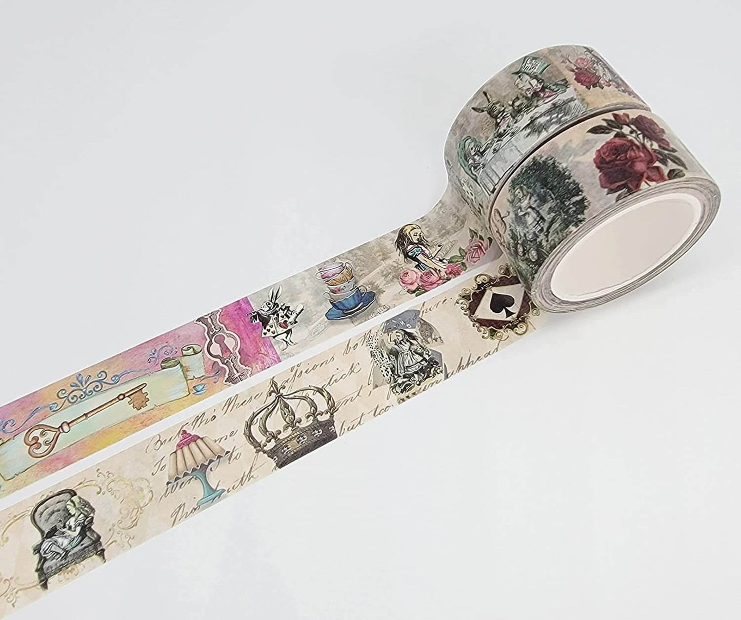 Alice in Wonderland Collage Tea Party washi Tape Set. Multi USE - for scrapbooks, Gift Wrapping, DIY Crafts, Bullet journals