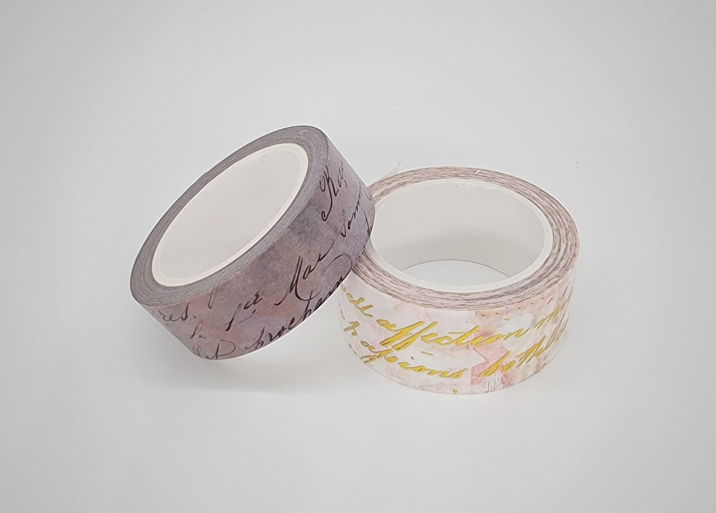 Handwritten Script Calligraphy washi Tape Set. Gold foil, Extra Long Rolls of 10 metres (394 inches). For scrapbooks, decoupage, and crafts