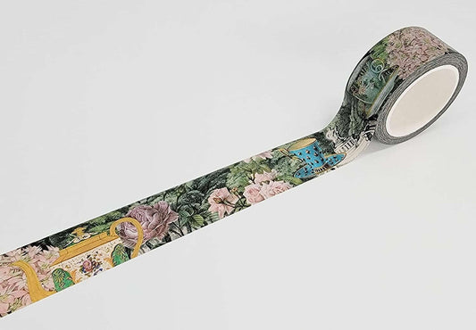 Victorian Garden Tea Party Alice in Wonderland washi Sticker Tape.  Extra Long roll of 10 Meters / 394 inches!