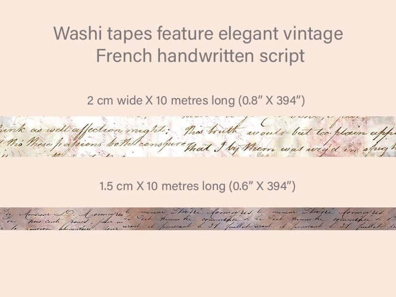 Handwritten Script Calligraphy washi Tape Set. Gold foil, Extra Long Rolls of 10 metres (394 inches). For scrapbooks, decoupage, and crafts