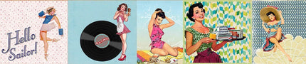 Rétro années 1950 Sexy pin up Girls Extra Wide washi Tape et autocollants découpés. Pour le scrapbooking, l'artisanat, le découpage et l'emballage cadeau