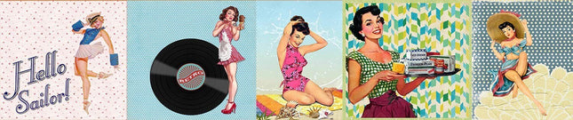 Retro 1950's Sexy pin up Girls Extra Wide washi Tape. For scrapbooking, crafts, decoupage and gift wrapping