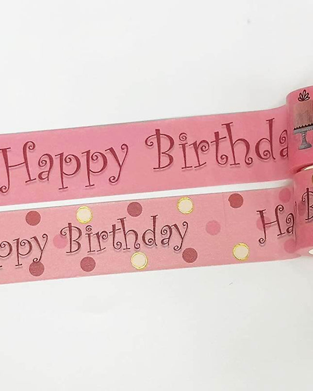 Happy Birthday washi Sticker Tapes Set. for scrapbooks, Crafts, Gift Wrapping, DIY Cards and Decorating. EXTRA LONG tapes of 10 metres