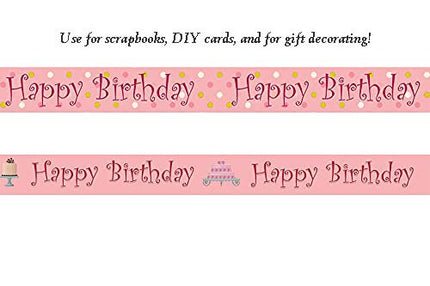 Ensemble de bandes autocollantes washi joyeux anniversaire. pour les albums, l'artisanat, l'emballage de cadeaux, les cartes de bricolage et la décoration. Rubans EXTRA LONGS de 10 mètres