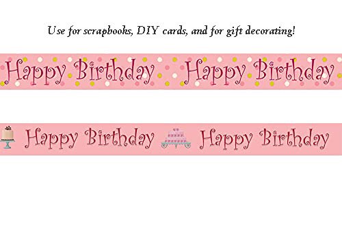 Happy Birthday washi Sticker Tapes Set. for scrapbooks, Crafts, Gift Wrapping, DIY Cards and Decorating. EXTRA LONG tapes of 10 metres