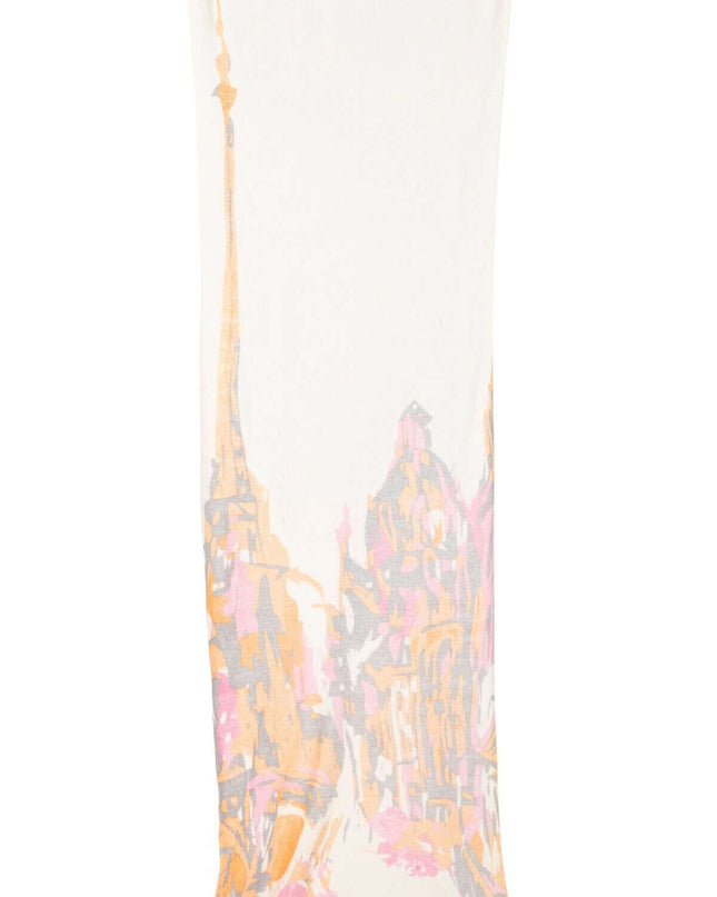 Ultra fine, sheer 100% cashmere shawl with Paris print- can be worn year round !