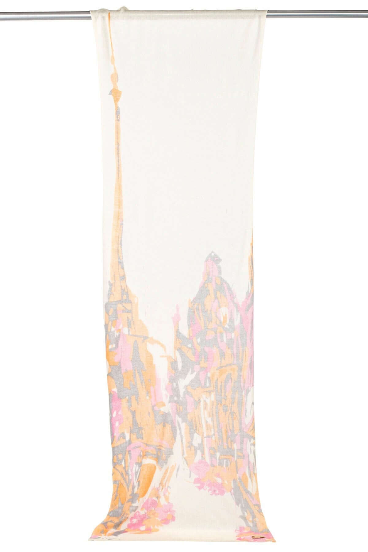 Ultra fine, sheer 100% cashmere shawl with Paris print- can be worn year round !